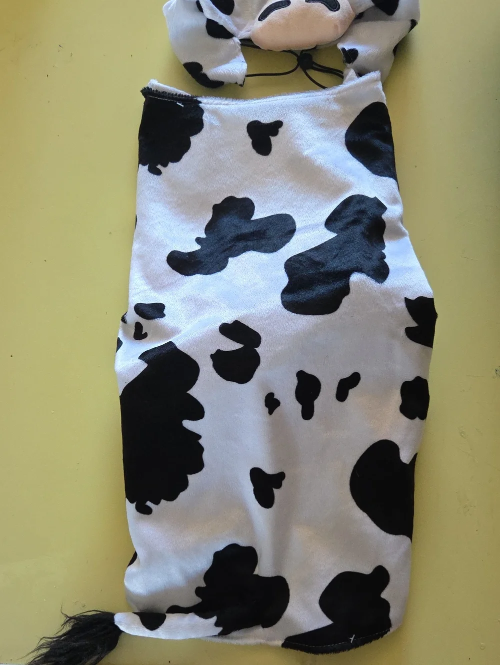 Black & White Cow Print Pet Costume with Pink Plush Udders Size L
